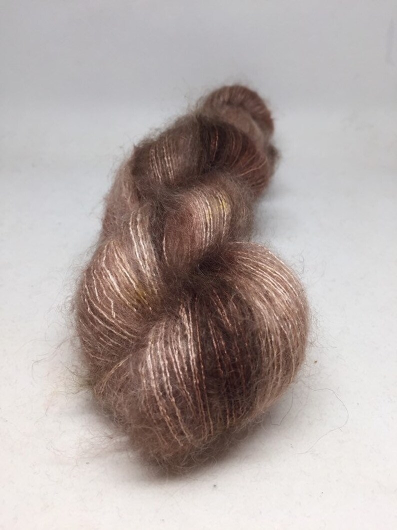 Sale hand dyed skein of mohair and silk in lace weight, tonal chocolate brown mohair silk yarn, rich brown mohair lace yarn, sale price, image 3