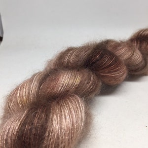 Sale hand dyed skein of mohair and silk in lace weight, tonal chocolate brown mohair silk yarn, rich brown mohair lace yarn, sale price, image 5