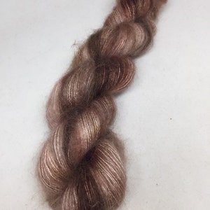 Sale hand dyed skein of mohair and silk in lace weight, tonal chocolate brown mohair silk yarn, rich brown mohair lace yarn, sale price, image 1