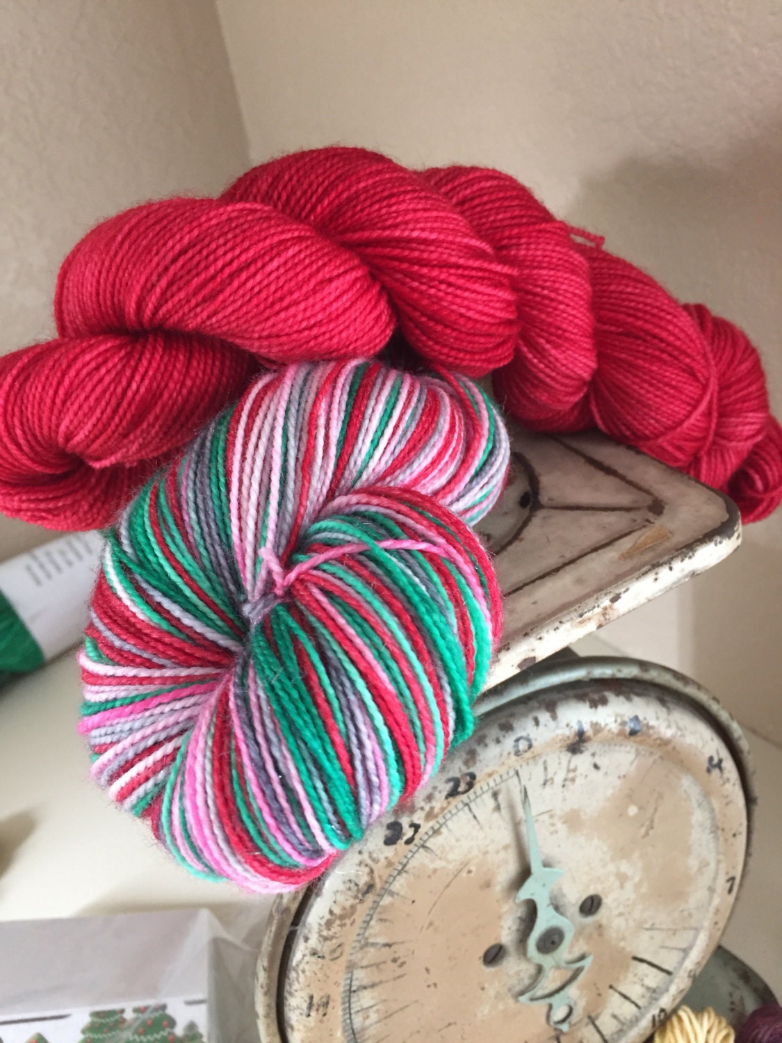 Hand dyed Christmas sock yarn perfect for your Christmas Etsy