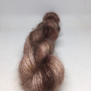 Sale hand dyed skein of mohair and silk in lace weight, tonal chocolate brown mohair silk yarn, rich brown mohair lace yarn, sale price, image 2