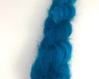 1 skein of of mohair and silk in lace weight, deep blue mohair yarn, blue mohair and silk, mohair yarn in deep blue