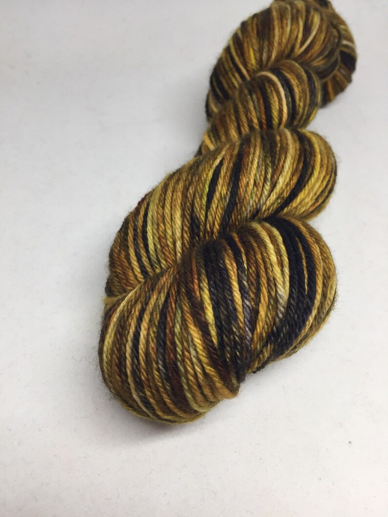Hand Dyed Dk or Worsted Weight Yarn in Bronze Gold and Black Etsy