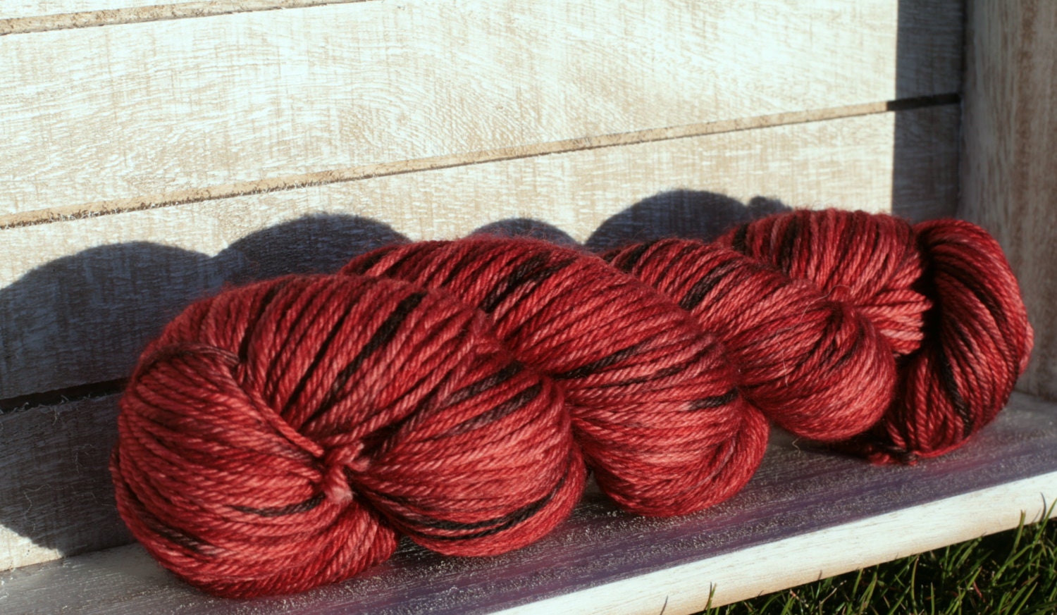 Hand dyed worsted weight yarn in red and black coloryway Etsy