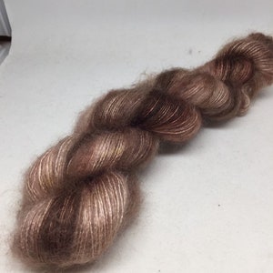 Sale hand dyed skein of mohair and silk in lace weight, tonal chocolate brown mohair silk yarn, rich brown mohair lace yarn, sale price, image 4