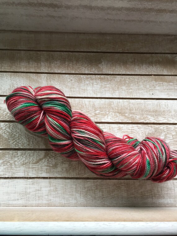 Christmas sock yarn variegated in red and green with Etsy