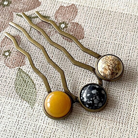 Elegant Bronze Gemstone Hair Comb, Hair Accessory, Mix  display picture 3