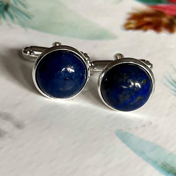 Lapis Lazuli Cufflinks, Classic Blue Cufflinks, Gemstone Cufflinks