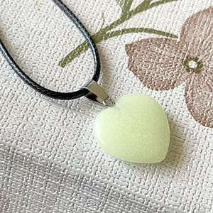 Simple Heart Jade Necklace, Gemstone Jewelry, Unique Gift For Her, Silver Brass Necklace, Nylon Cord, Jade Charm, Heart Pendant Necklace