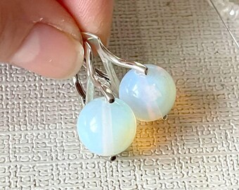 Opalite Ohrringe, Sterling Silber baumeln Perlen, eleganter Schmuck