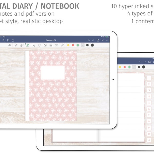 Digitales Tagebuch, Notizbuch, 10 Kapitel