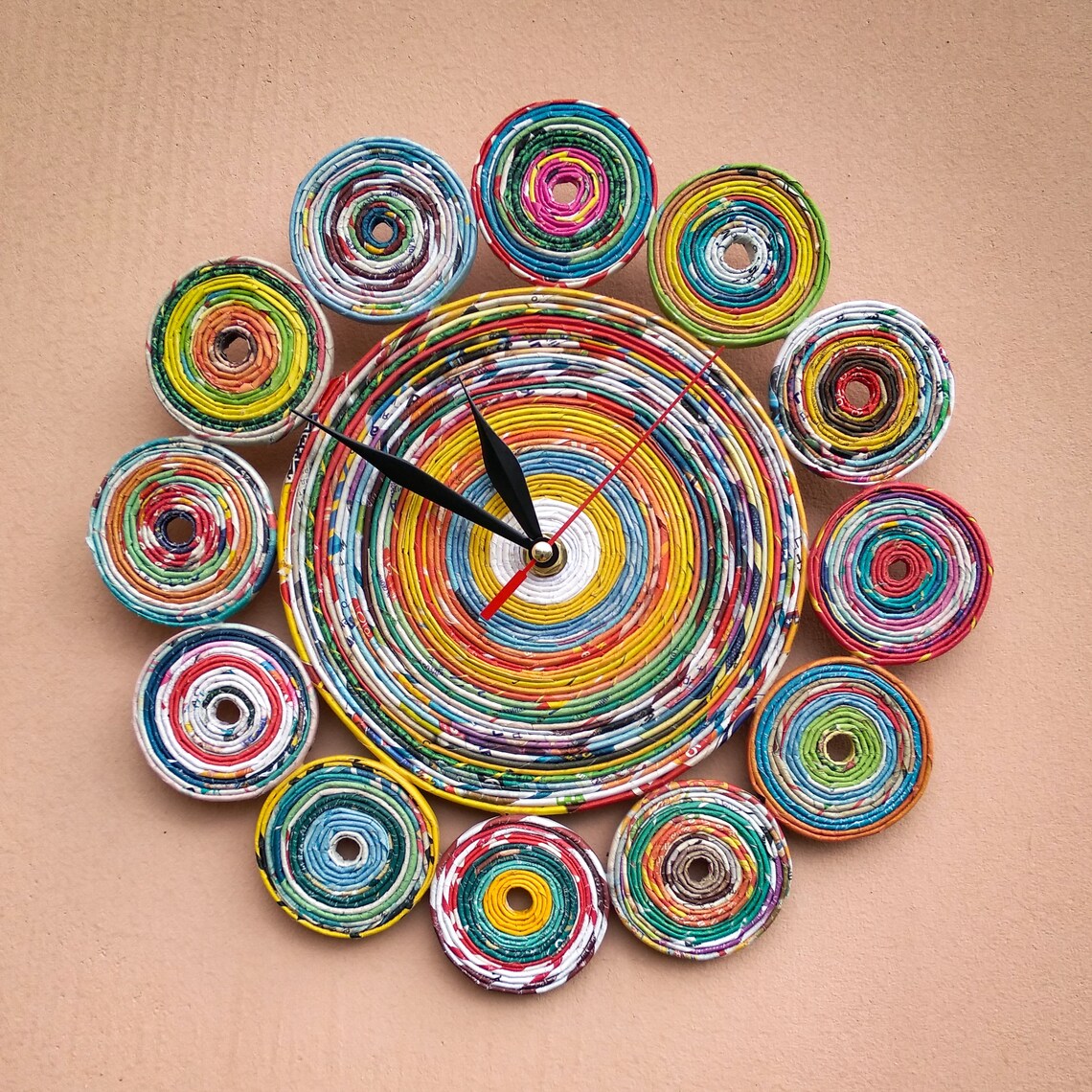 Rainbow Round Hand Made Paper Wall Clock No Ticking Designer - Etsy