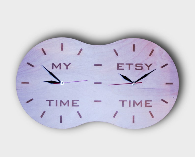 Dual Time Zone Wall Clock Round Hand Made Wood Wall Clock No Etsy UK