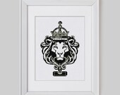 Modern cross stitch pattern, victorian door knocker counted cross stitch pattern, lion head modern cross stitch pattern