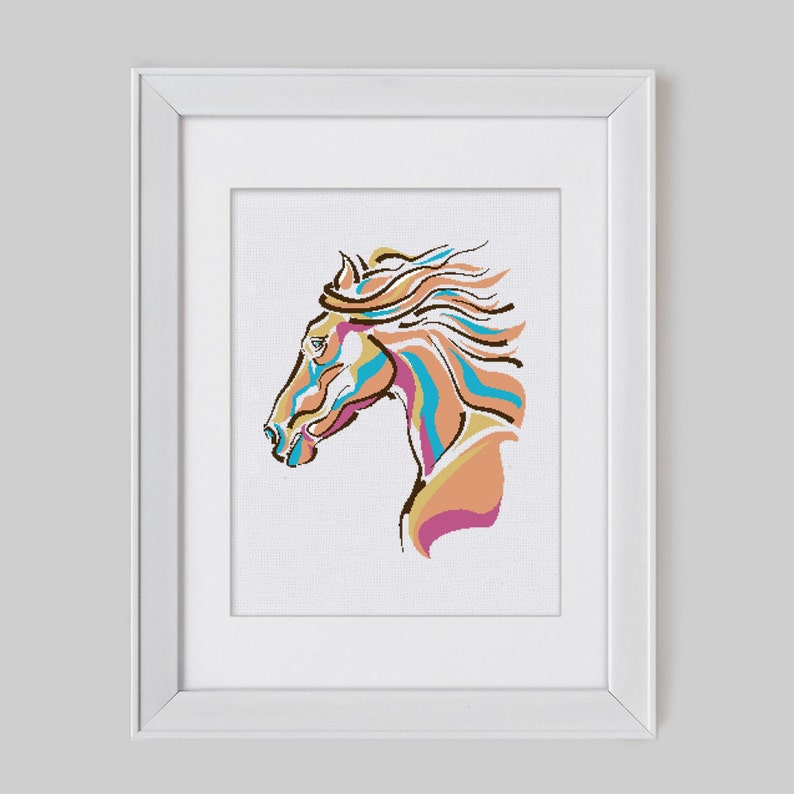 Horse counted cross stitch pattern instant download pdf Etsy