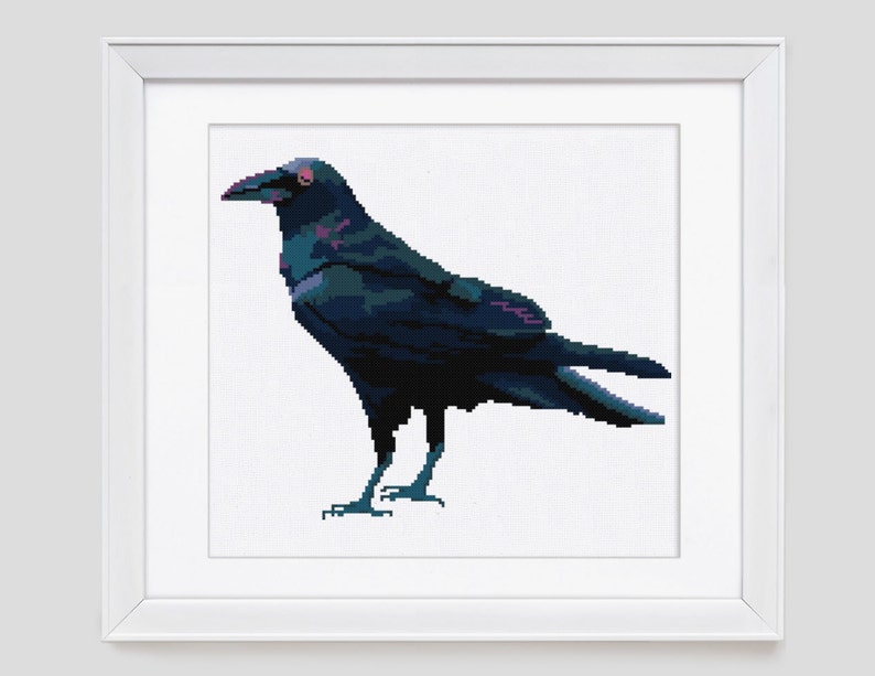 Raven cross stitch pattern PDF Instant download Modern | Etsy