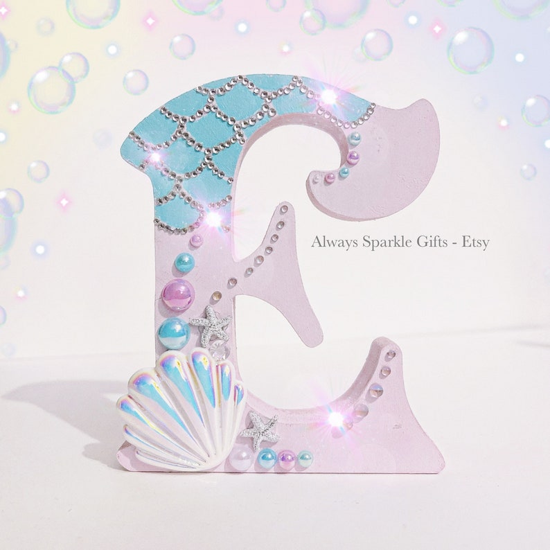 Mermaid Inspired Wall Letter, Custom Name, Nursery Decor, Freestanding ...