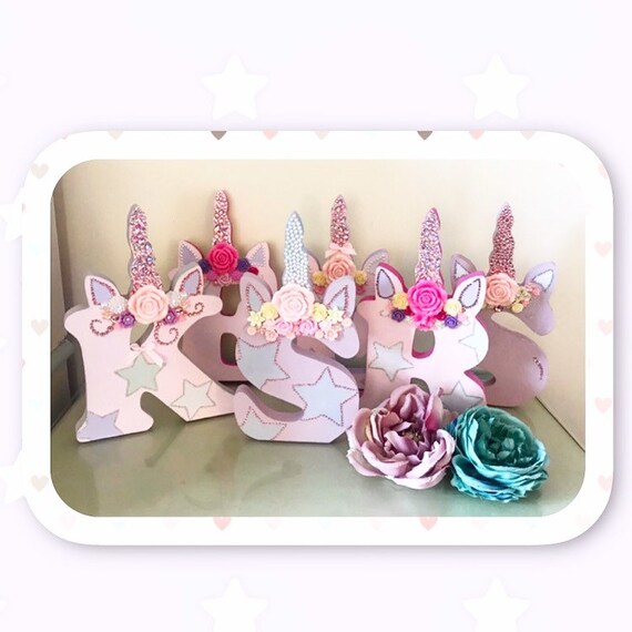 Large Mdf Free Standing Letters Unicorn Design Custom Made Any Etsy