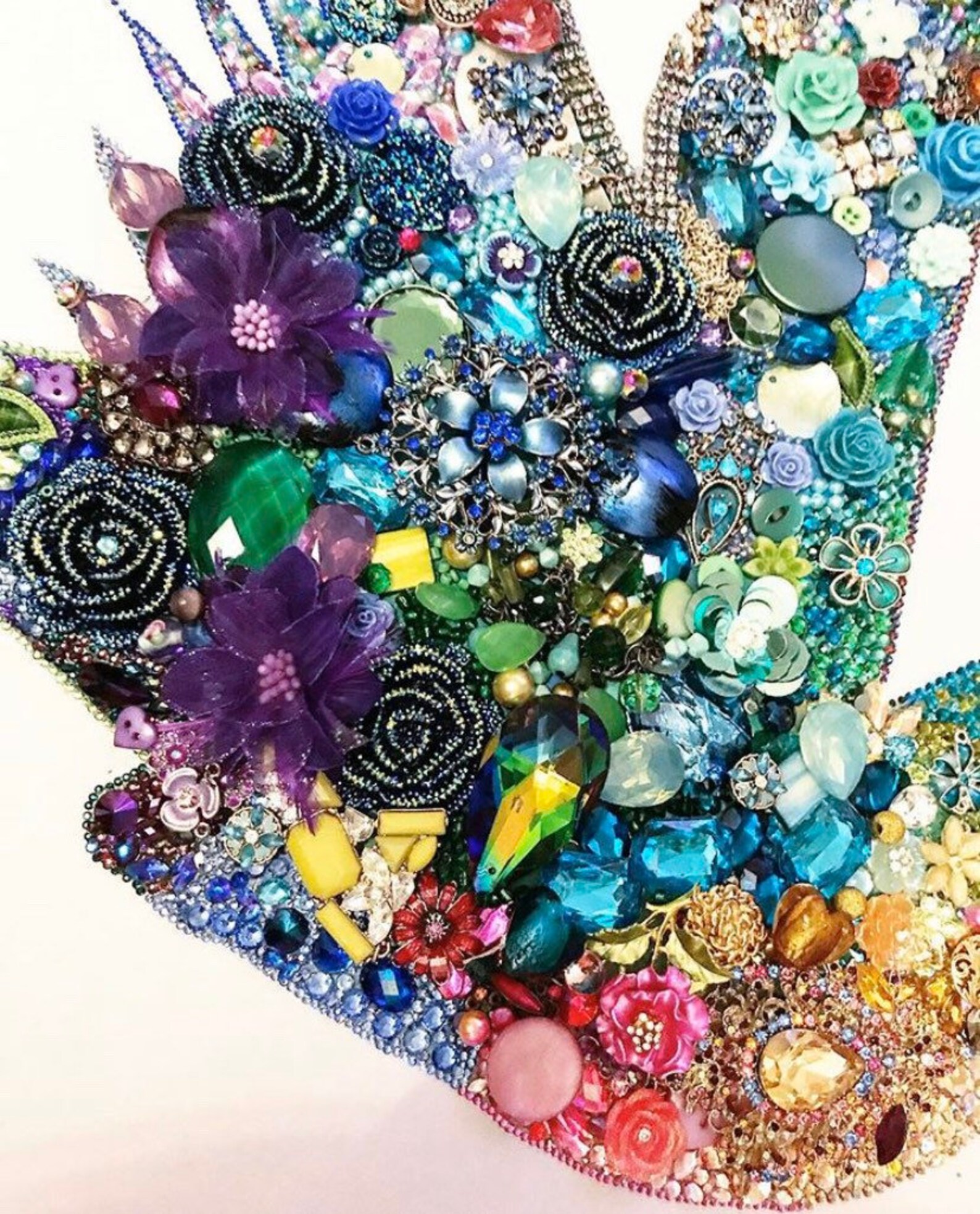 6 Beautiful extra large 42mm resin flat back flowers ab blue / Etsy