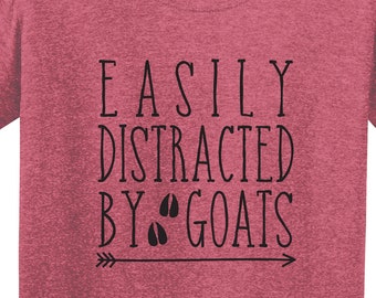 Easily Distracted By Goats | Barn Life | Farm Girl | Farm T Shirt | Goat Shirt | Humor Farm | Goats |  *New* Softstyle Unisex Tee |  Soft