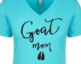 Goat Mom | Goat Shirt | Farm Shirt | Country | Junior Fitted V-Neck Tee | Fashion Fit | Soft
