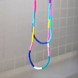 Multi disc sequin girls layered necklace, multi coloured necklace for your kids and for toddlers,young girls multi disc long necklace