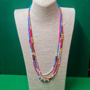 Boho Seed Bead mehrreihige Halskette: Bunter Sommer-Schmuck