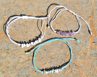 Edelsteen enkelband: verstelbare boho-sieraden van halfedel koord