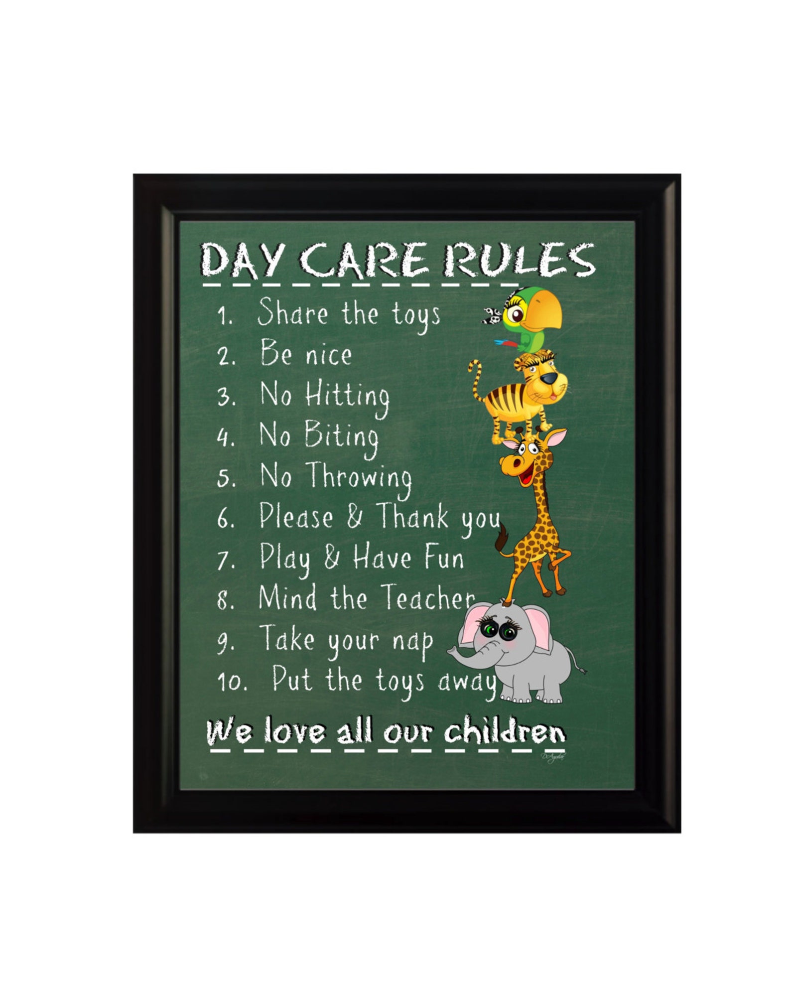 DAY CARE RULES sign Original art High Resolution 8X10 Print Etsy