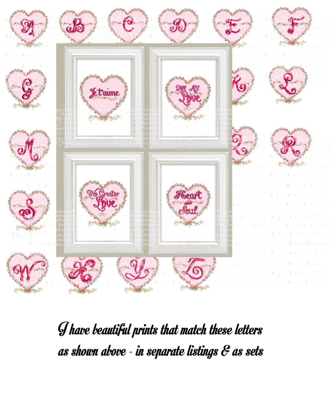 LOVE SET 4 Digital Prints My Hearts Collection Etsy