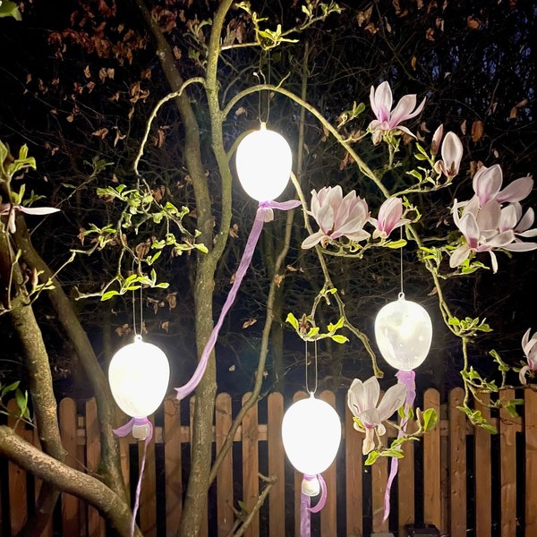 Brand New Trio Set of 3 Hanging Firefly Opal Balloon Shaped Garden Lights