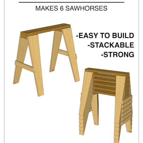 Sawhorse PLANS Set of 6 Sawhorses Plywood & 2x6s Instant - Etsy UK