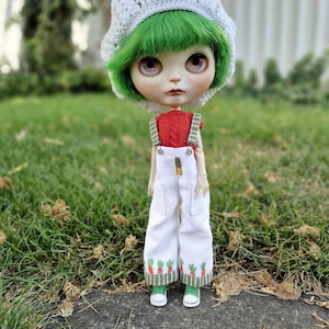 Blythe linen carrot print overalls