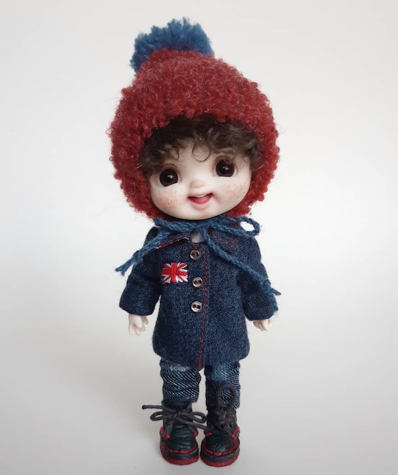 Obotsu11 doll outfit -coat and hat( I love UK)