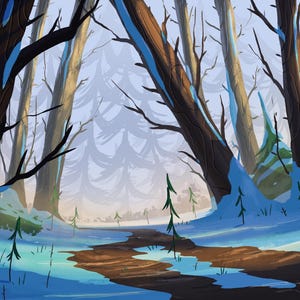 Stampa artistica originale della foresta invernale | Arte murale del paesaggio