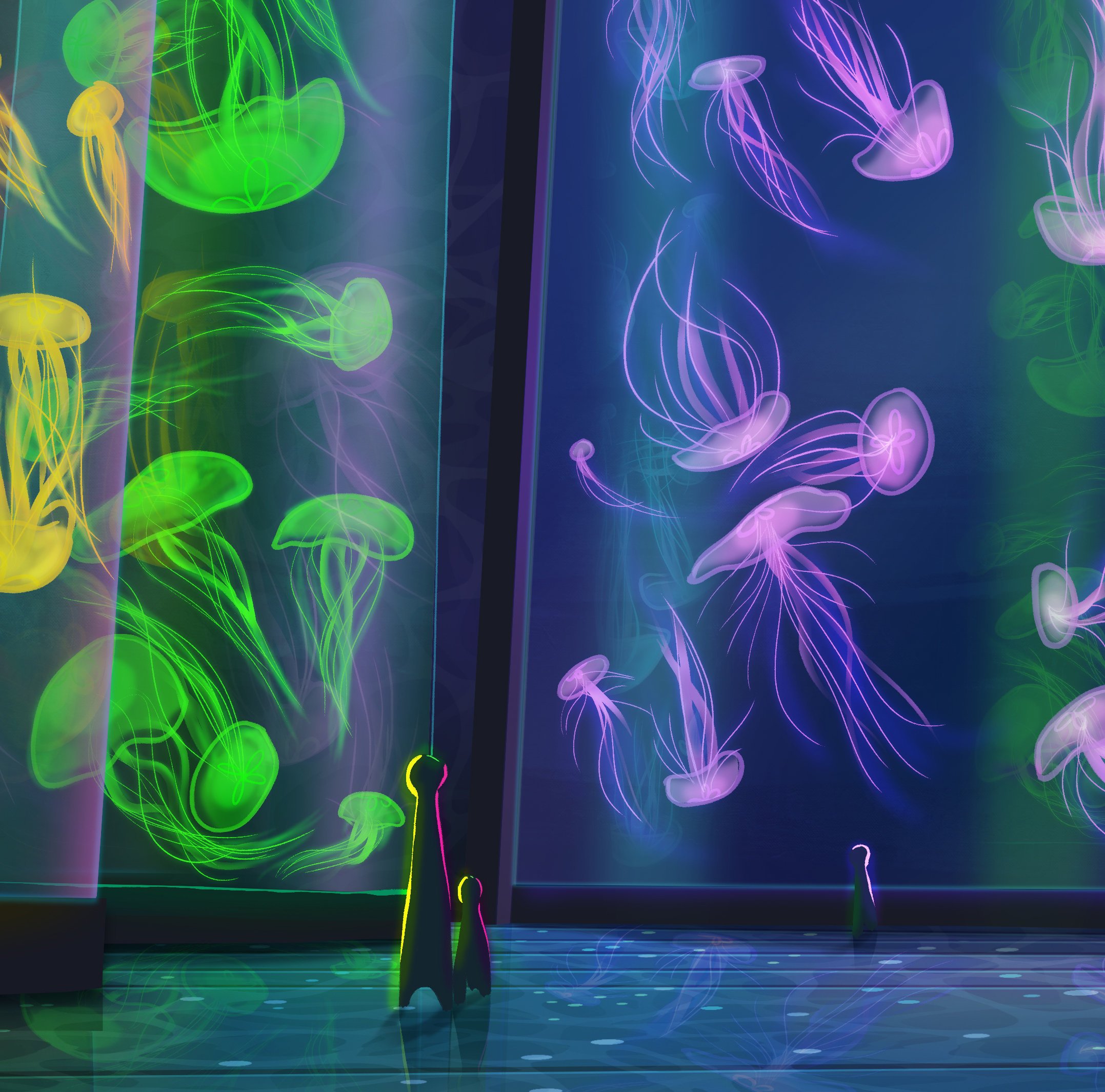 クラゲ水槽オリジナルアートプリント l 風景壁アート - Etsy 日本, image size:2155x2129