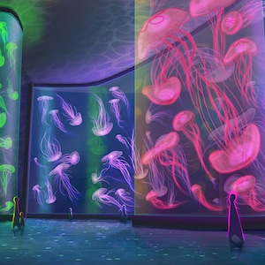 Jellyfish Tank Original Art Print l Landscape Wall Art