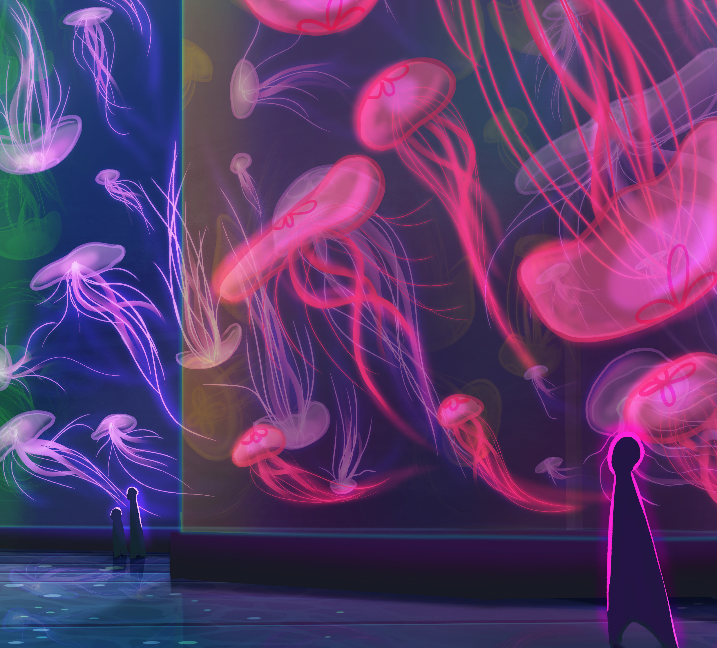 クラゲ水槽オリジナルアートプリント l 風景壁アート - Etsy 日本, image size:2472x2237