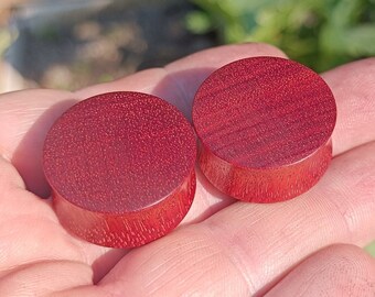 Bloodwood Ear Plugs Handmade Wooden Ear Plugs Organic Wooden Gauges PAIR 2,5 mm-19 mm