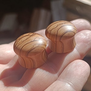 Bethlehem Olive Wood Plugs Convex Organic Ear Plugs Handmade Wooden Gauges PAIR 10 mm - 55 mm 00g - 2 1/8&quot;