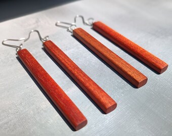 Bloodwood Dagle Earrings Boho Dangles, Wooden Earrings, Organic jewelry, Gift for Her