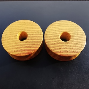 Osage Orange Doughnut Ear Plugs Wood Tunnels Handmade Wooden Ear Organic Gauges PAIR 14 mm- 65 mm 9/16&quot;-2 9/16&quot;