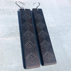 Ebony Dagle Earrings, Boho Dangles, Wooden Earring, Ethnic Jewelry, Style #3