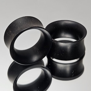 Ebony Wood Tunnels – Handmade Organic Ear Gauges | Natural Black Wooden Plugs for Stretched Ears | Sizes 5mm–90mm 4 g-3 1/2&quot;