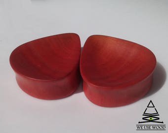 Pink Ivory Teardrop Plugs Concave Ear Plugs Handmade Wooden Plugs Organic Gauges PAIR 10 mm - 38 mm 00g - 1 1/2&quot;