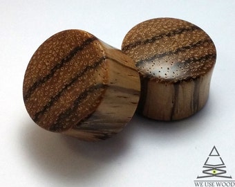 Zebra wood Plugs Organic Handmade Wooden Unique Ear Gauges Zebrawood PAIR 4 mm- 70 mm 6 g - 2 3/4"