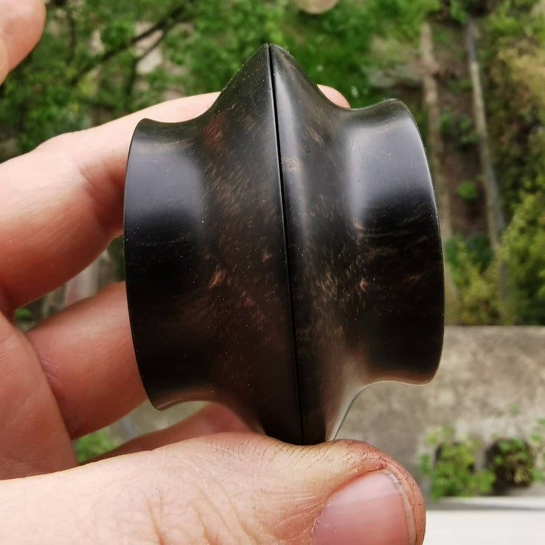 Mayan Flare Ebony Wood Tunnels Ear Plugs Handmade Wooden Ear Plugs Organic Gauges PAIR 5 mm- 50,8 mm 4 g-2" image 4