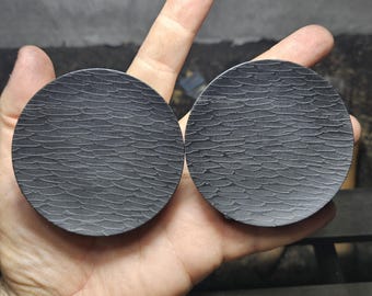 Ebony Plugs Engraved Organic Concave Handmade Wooden Ear Plugs Gauges PAIR 19 mm-60 mm