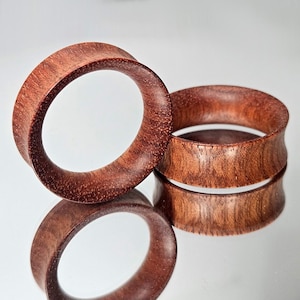 Bloodwood Wood Tunnels Wood Plugs Handmade Wooden Ear Plugs Organic Gauges PAIR 5 mm- 20 mm