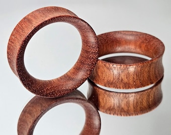 Bloodwood Wood Tunnels Wood Plugs Handmade Wooden Ear Plugs Organic Gauges PAIR 5 mm- 19 mm